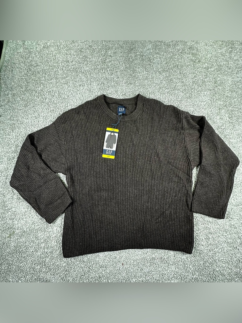 GAP Crewneck Sweater Womens Small S/P Brown Ribbed Knit Cotton Blend
